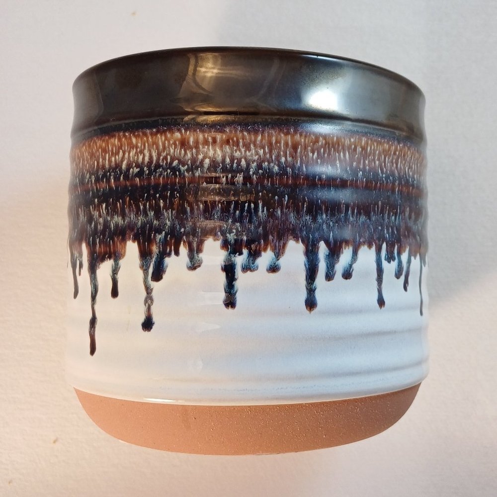6" Drippy Flower Pot w/Drain Hole Beautiful Glaze! NWT FREE SEEDS NEXT BUYER!!